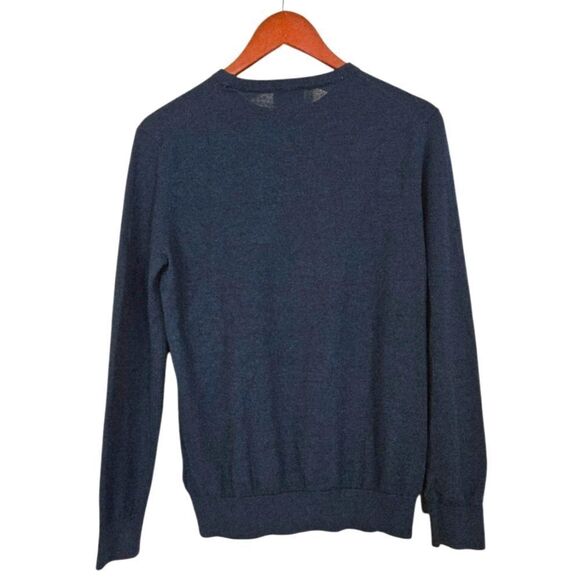 H&M Premium Crewneck Classic Knit Wool Blend Pullover Minimalist Sweater Blue M - Picture 3 of 8